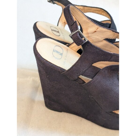 Kelsi Dagger Black Wedge Strap‎ Sandal Womens Size 8 - Picture 10 of 15